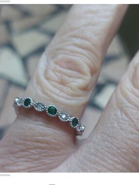 costume faux emerald and diamond Look eternity ring emerald eternity jewelry